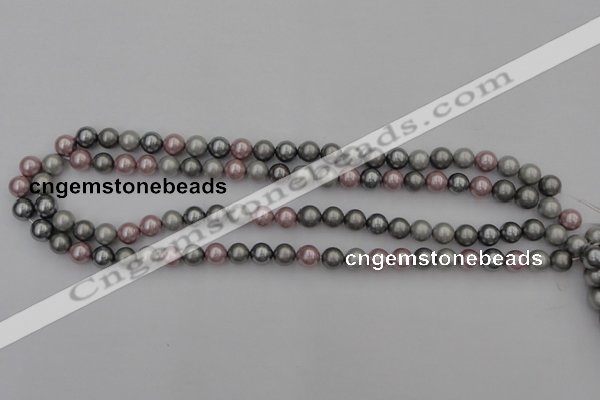 CSB315 15.5 inches 8mm round mixed color shell pearl beads