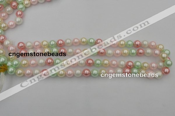 CSB322 15.5 inches 10mm round mixed color shell pearl beads