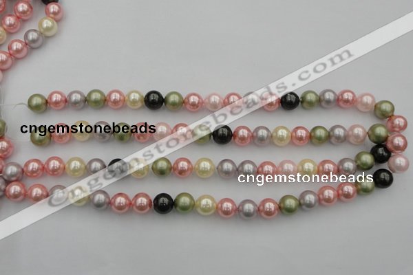 CSB325 15.5 inches 10mm round mixed color shell pearl beads