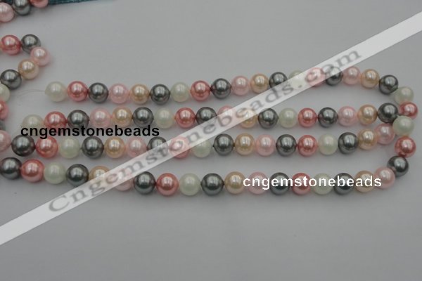 CSB326 15.5 inches 10mm round mixed color shell pearl beads