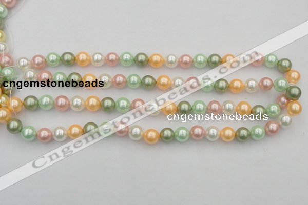 CSB327 15.5 inches 10mm round mixed color shell pearl beads