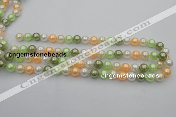 CSB328 15.5 inches 10mm round mixed color shell pearl beads