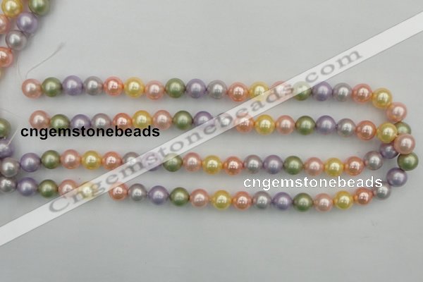 CSB330 15.5 inches 10mm round mixed color shell pearl beads