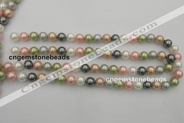 CSB331 15.5 inches 10mm round mixed color shell pearl beads