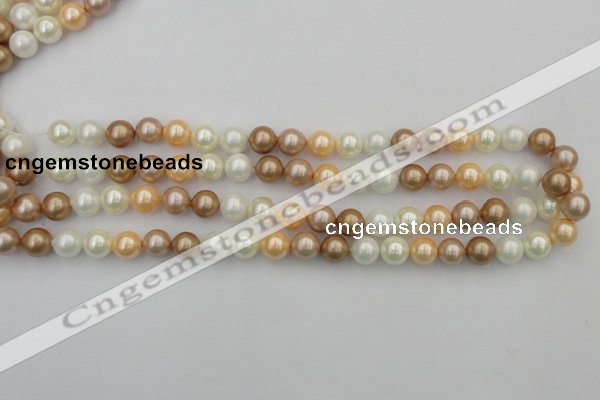 CSB332 15.5 inches 10mm round mixed color shell pearl beads