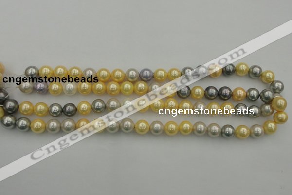 CSB334 15.5 inches 10mm round mixed color shell pearl beads