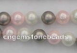 CSB335 15.5 inches 10mm round mixed color shell pearl beads