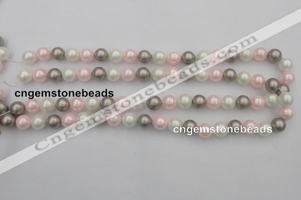 CSB335 15.5 inches 10mm round mixed color shell pearl beads