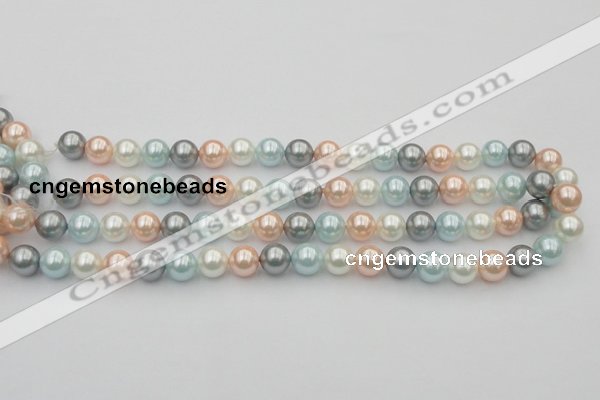 CSB336 15.5 inches 10mm round mixed color shell pearl beads