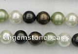 CSB337 15.5 inches 10mm round mixed color shell pearl beads