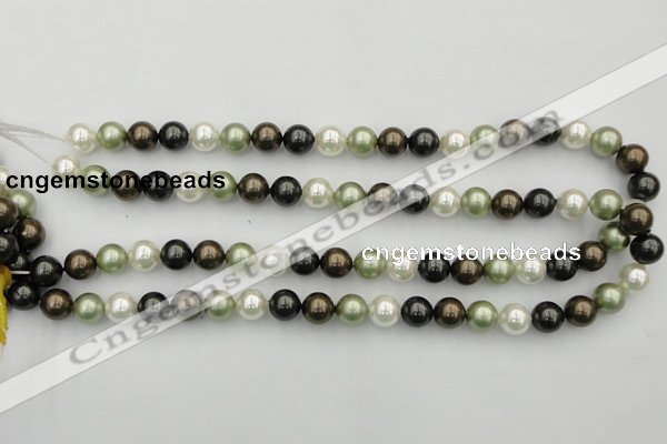 CSB337 15.5 inches 10mm round mixed color shell pearl beads