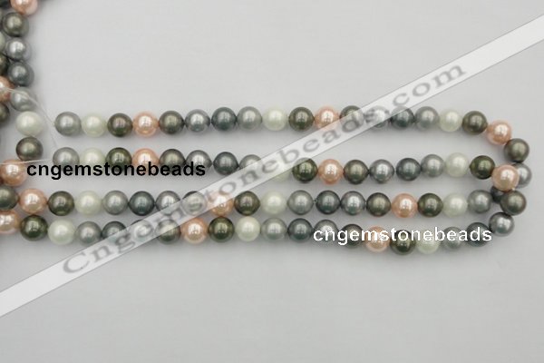 CSB338 15.5 inches 10mm round mixed color shell pearl beads