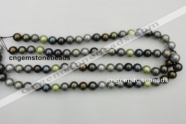 CSB340 15.5 inches 10mm round mixed color shell pearl beads