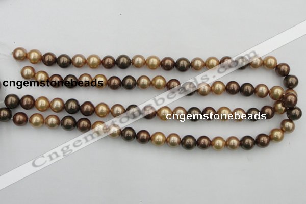 CSB342 15.5 inches 10mm round mixed color shell pearl beads