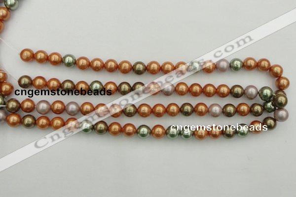 CSB343 15.5 inches 10mm round mixed color shell pearl beads