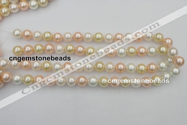 CSB350 15.5 inches 12mm round mixed color shell pearl beads