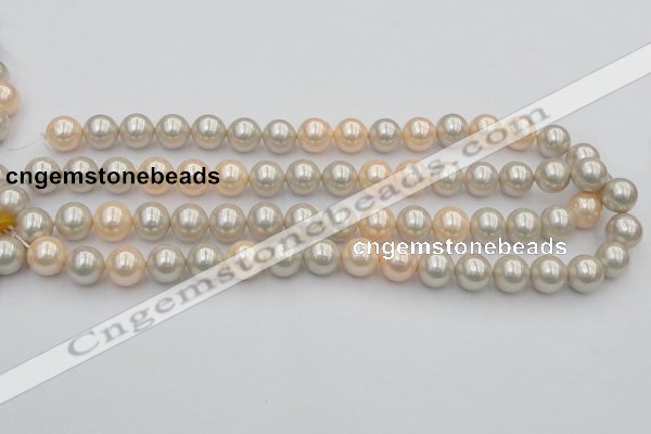 CSB351 15.5 inches 12mm round mixed color shell pearl beads