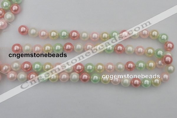 CSB352 15.5 inches 12mm round mixed color shell pearl beads