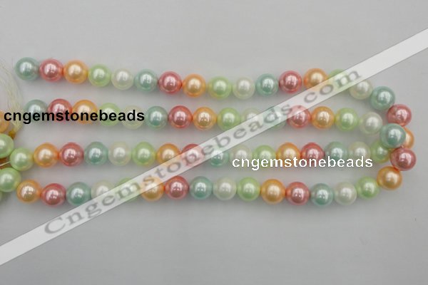 CSB353 15.5 inches 12mm round mixed color shell pearl beads