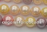 CSB354 15.5 inches 12mm round mixed color shell pearl beads