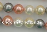 CSB355 15.5 inches 12mm round mixed color shell pearl beads