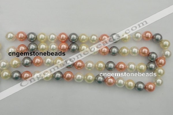 CSB355 15.5 inches 12mm round mixed color shell pearl beads