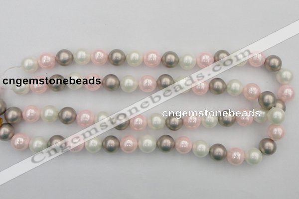 CSB356 15.5 inches 12mm round mixed color shell pearl beads