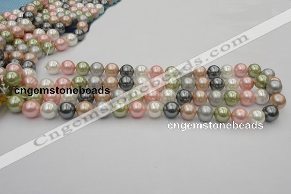 CSB357 15.5 inches 12mm round mixed color shell pearl beads