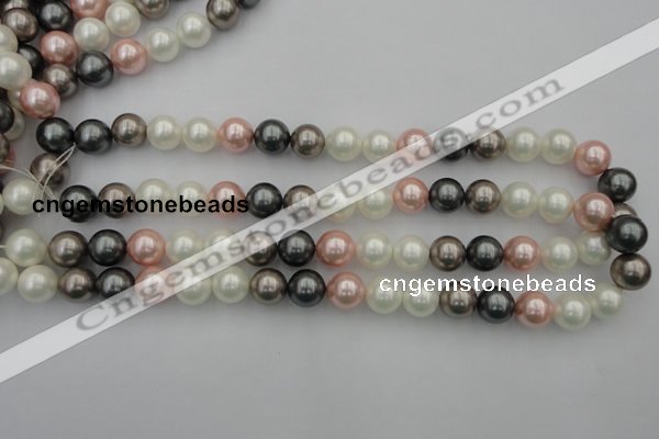 CSB358 15.5 inches 12mm round mixed color shell pearl beads