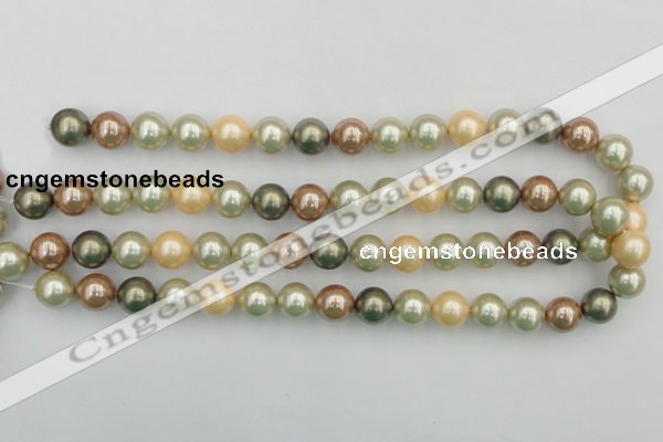CSB359 15.5 inches 12mm round mixed color shell pearl beads