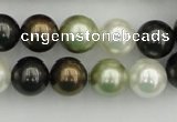 CSB362 15.5 inches 12mm round mixed color shell pearl beads