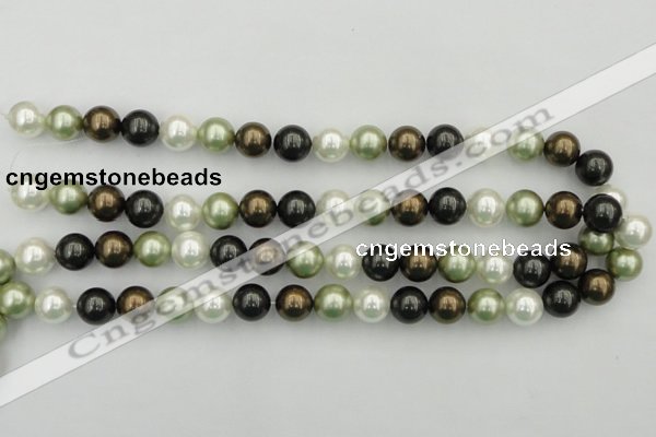 CSB362 15.5 inches 12mm round mixed color shell pearl beads