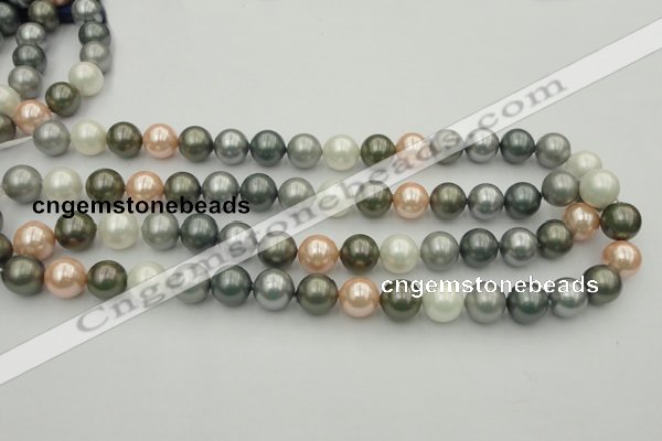 CSB363 15.5 inches 12mm round mixed color shell pearl beads