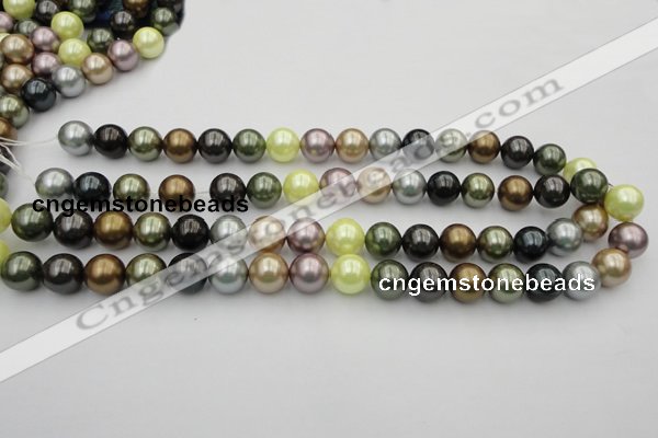 CSB364 15.5 inches 12mm round mixed color shell pearl beads