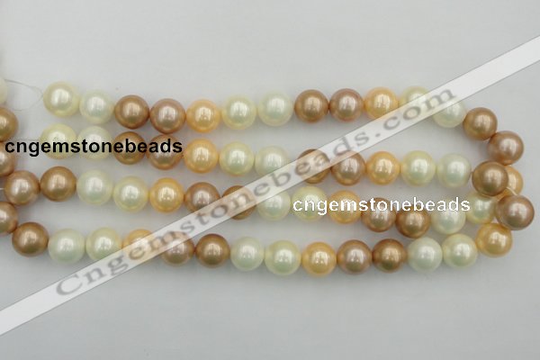 CSB371 15.5 inches 14mm round mixed color shell pearl beads