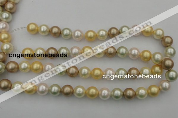CSB372 15.5 inches 14mm round mixed color shell pearl beads