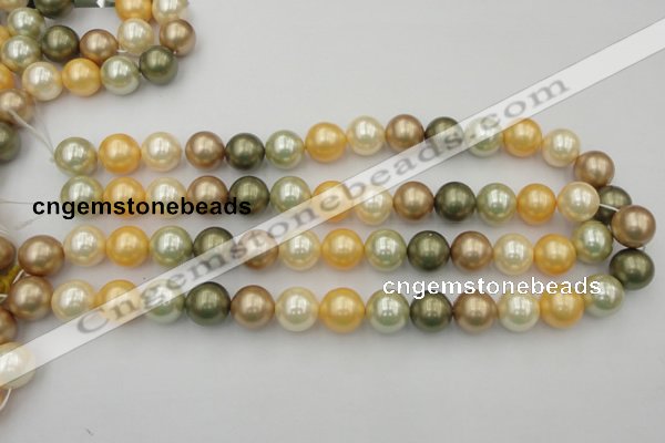 CSB373 15.5 inches 14mm round mixed color shell pearl beads