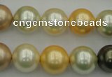 CSB374 15.5 inches 14mm round mixed color shell pearl beads