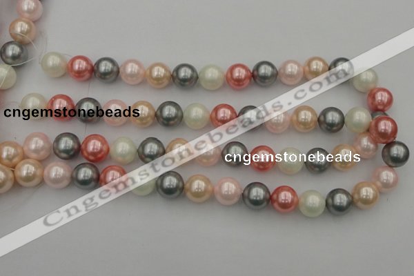 CSB376 15.5 inches 14mm round mixed color shell pearl beads