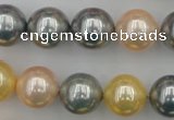 CSB377 15.5 inches 14mm round mixed color shell pearl beads