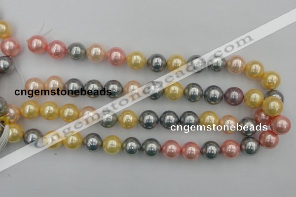 CSB377 15.5 inches 14mm round mixed color shell pearl beads