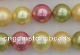 CSB378 15.5 inches 14mm round mixed color shell pearl beads