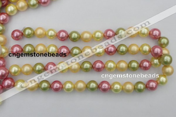 CSB378 15.5 inches 14mm round mixed color shell pearl beads