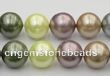 CSB381 15.5 inches 14mm round mixed color shell pearl beads