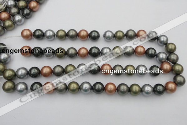 CSB382 15.5 inches 14mm round mixed color shell pearl beads