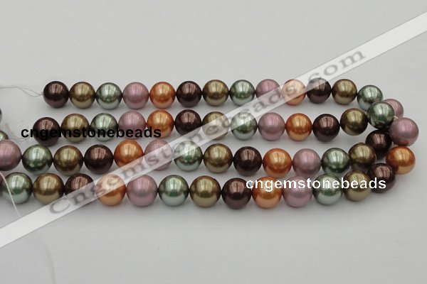 CSB383 15.5 inches 14mm round mixed color shell pearl beads