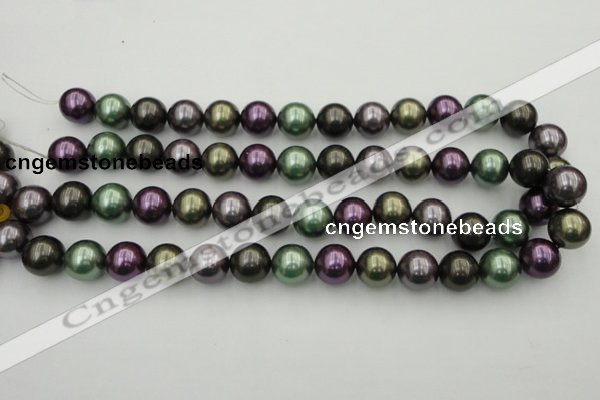 CSB386 15.5 inches 14mm round mixed color shell pearl beads