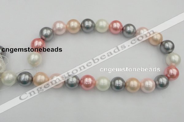 CSB391 15.5 inches 16mm round mixed color shell pearl beads