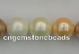 CSB392 15.5 inches 16mm round mixed color shell pearl beads