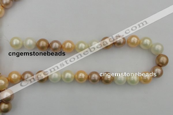 CSB392 15.5 inches 16mm round mixed color shell pearl beads